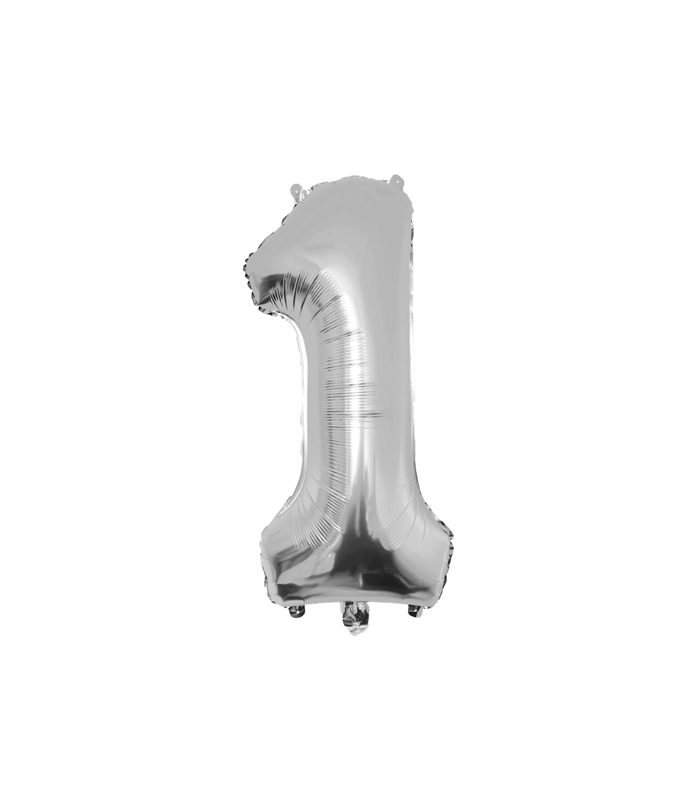 1 Jaar Cijfer Ballon Zilver Leeg 86cm