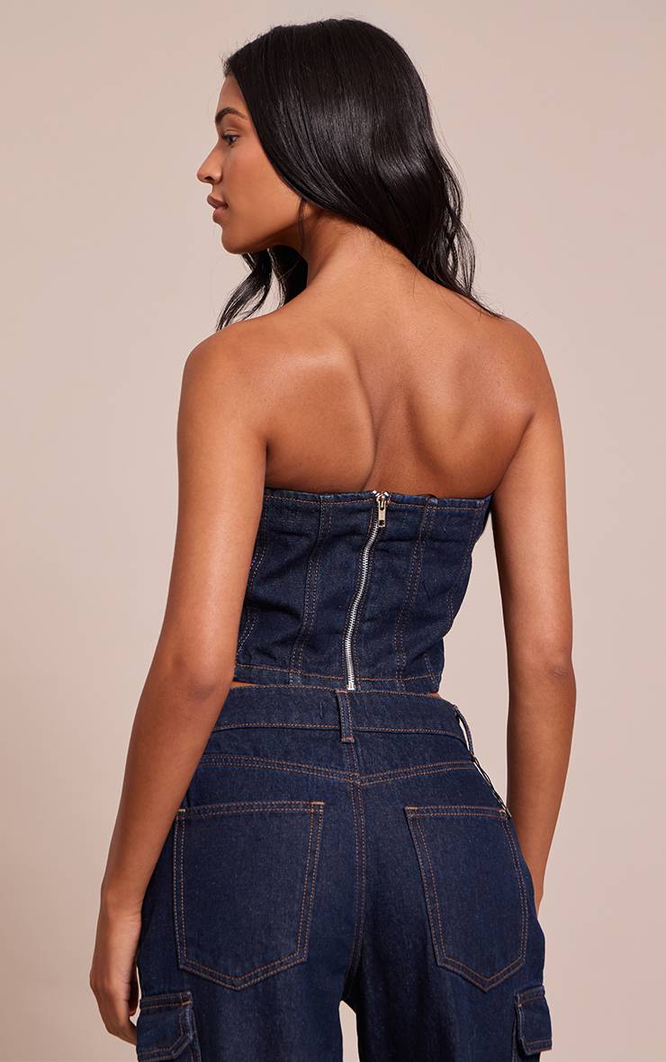 Bleu Indigo Haut Corset Bandeau En Denim Tall