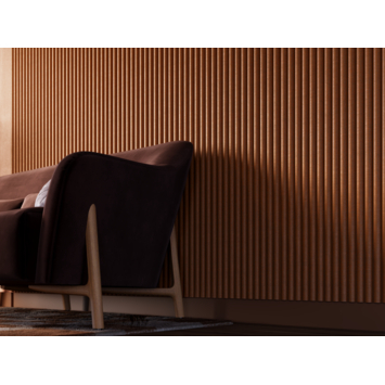 Lattenwand Decowall Acoustic Curve terra 260x30cm, 2 stuks (1.56m2)