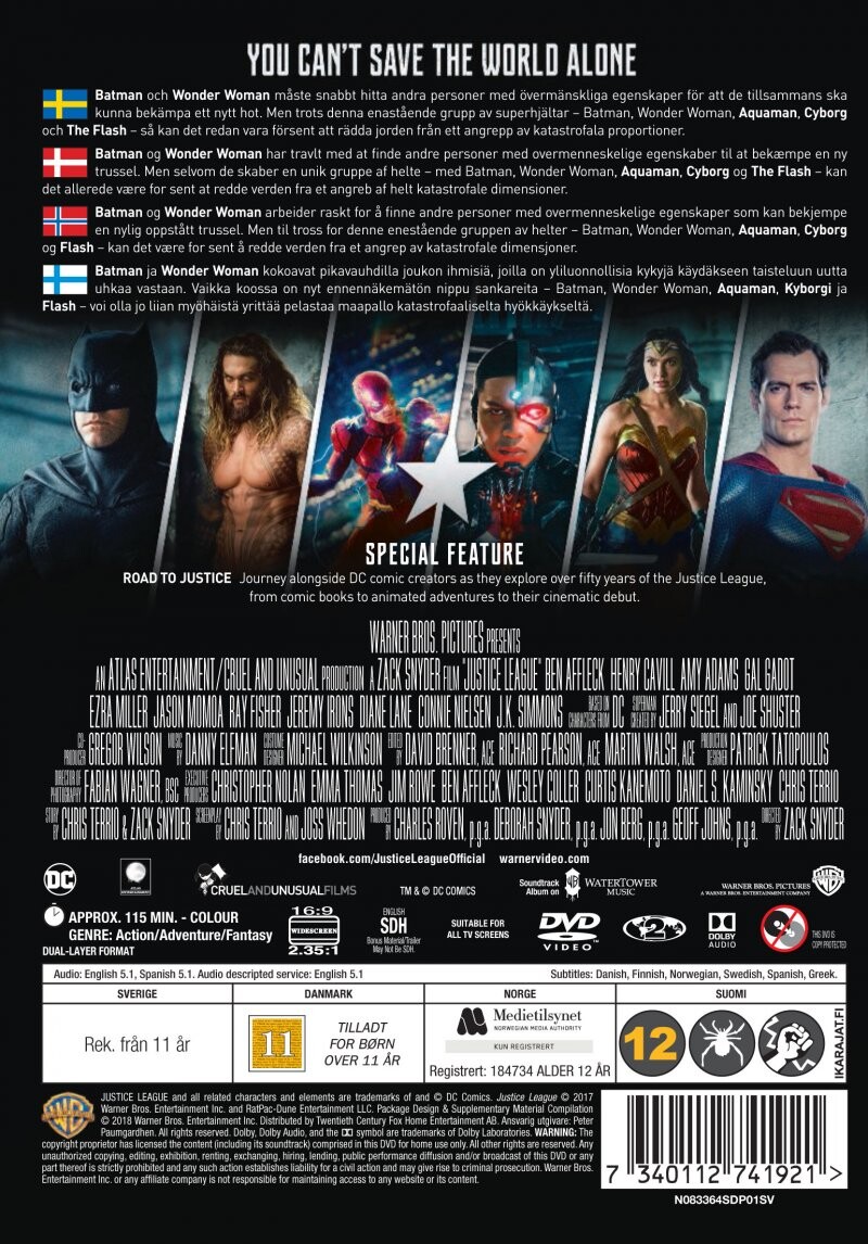 Justice League The Movie - 2017 - DVD