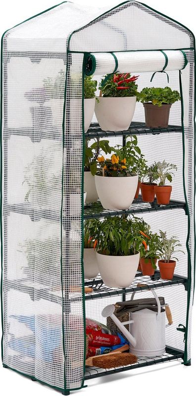 Tuinkas - Mini - Wit - PE - 3 Verstelbare Plateaus