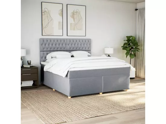 Sommier à lattes de lit avec matelas Gris clair 180x200cm Tissu