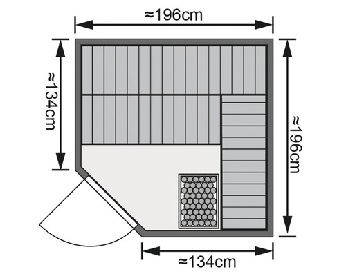 Karibu Jarina modulaire sauna zonder oven, met dakkroon en grafietkleurige volledig glazen deur