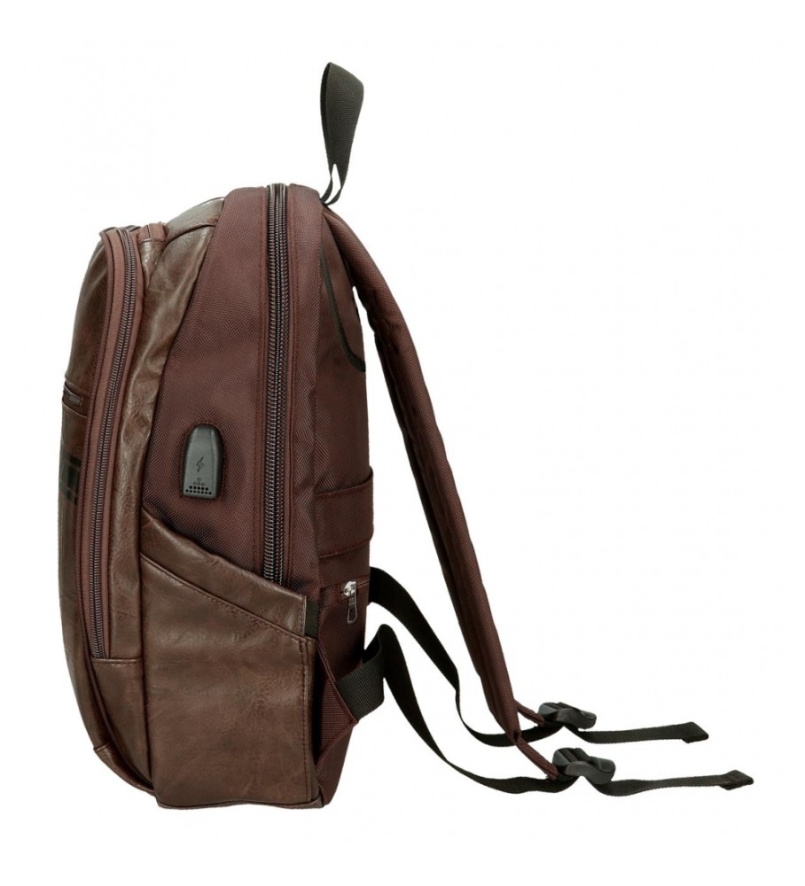 Mochila para laptop Pepe Jeans Horley adaptável com dois compartimentos, marrom