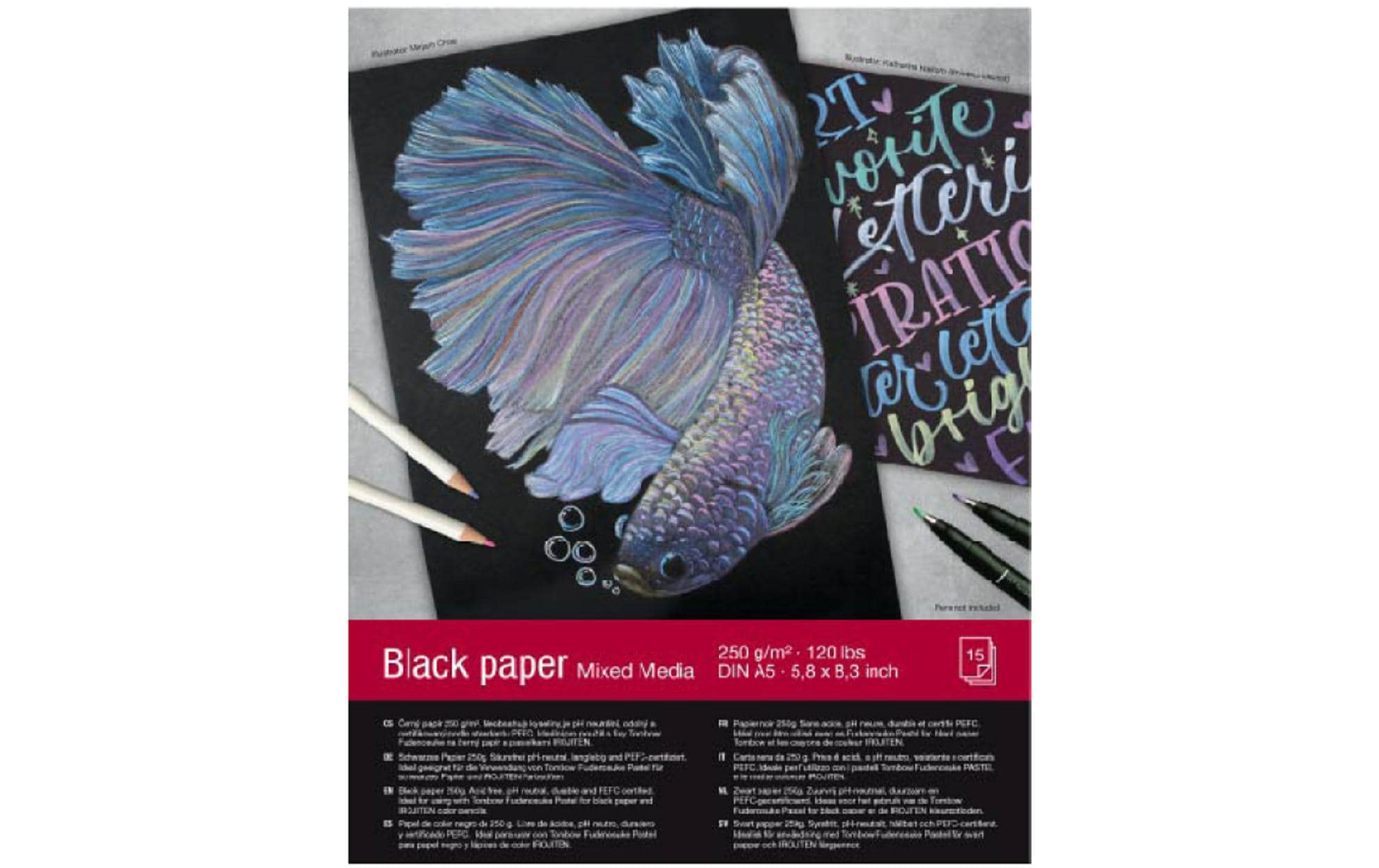 Zeichenblock Black Paper A5Schwarzes Mixed-Media-Papier