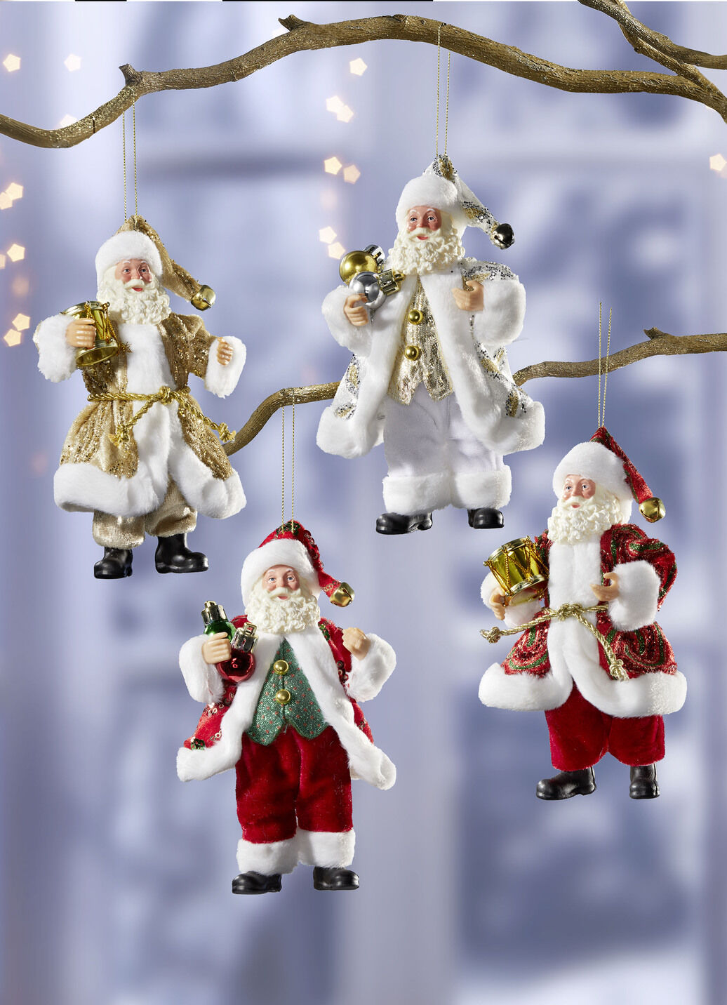 Handgefertigte Weihnachtsmänner im 4er-Set