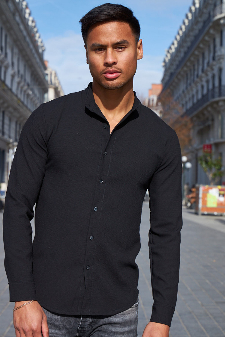 Chemise fluide texturée noire