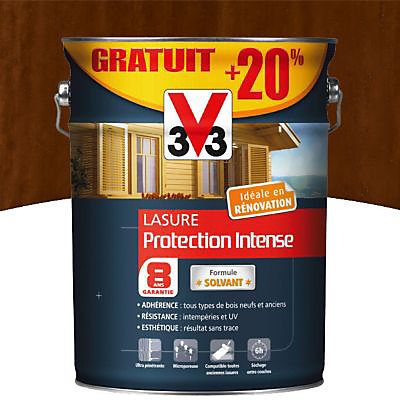 Lasure extérieure protection intense V33 chêne moyen - 8 ans 5L + 20% gratuit