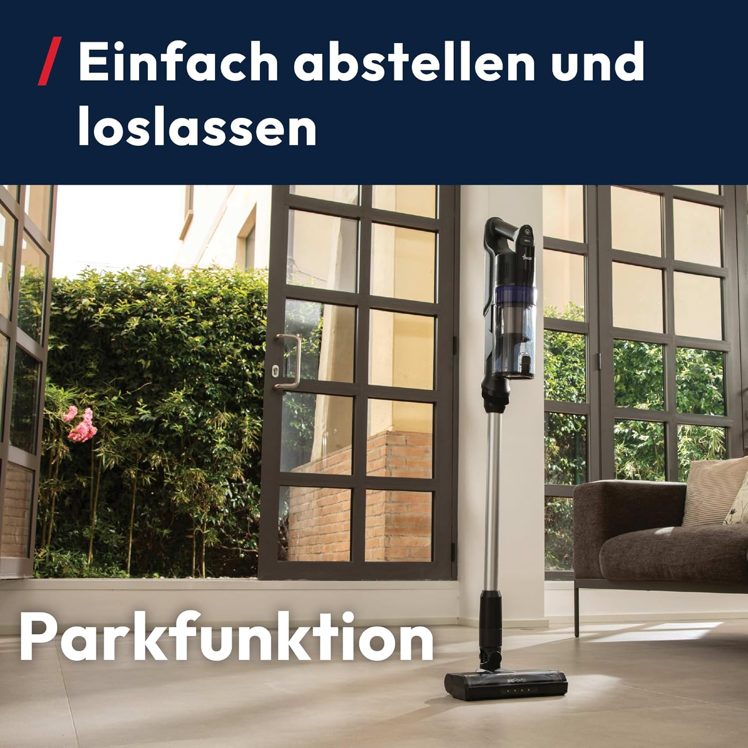 Hoover HF1 Plus Akku Staubsauger mit Anti-Haarverwicklung, Parkfunktion, Staubsauger kabellos mit XL Staubbehälter & LED-Licht, 45min Laufzeit, ideal für Allergiker, Teppich/Hartböden/Auto