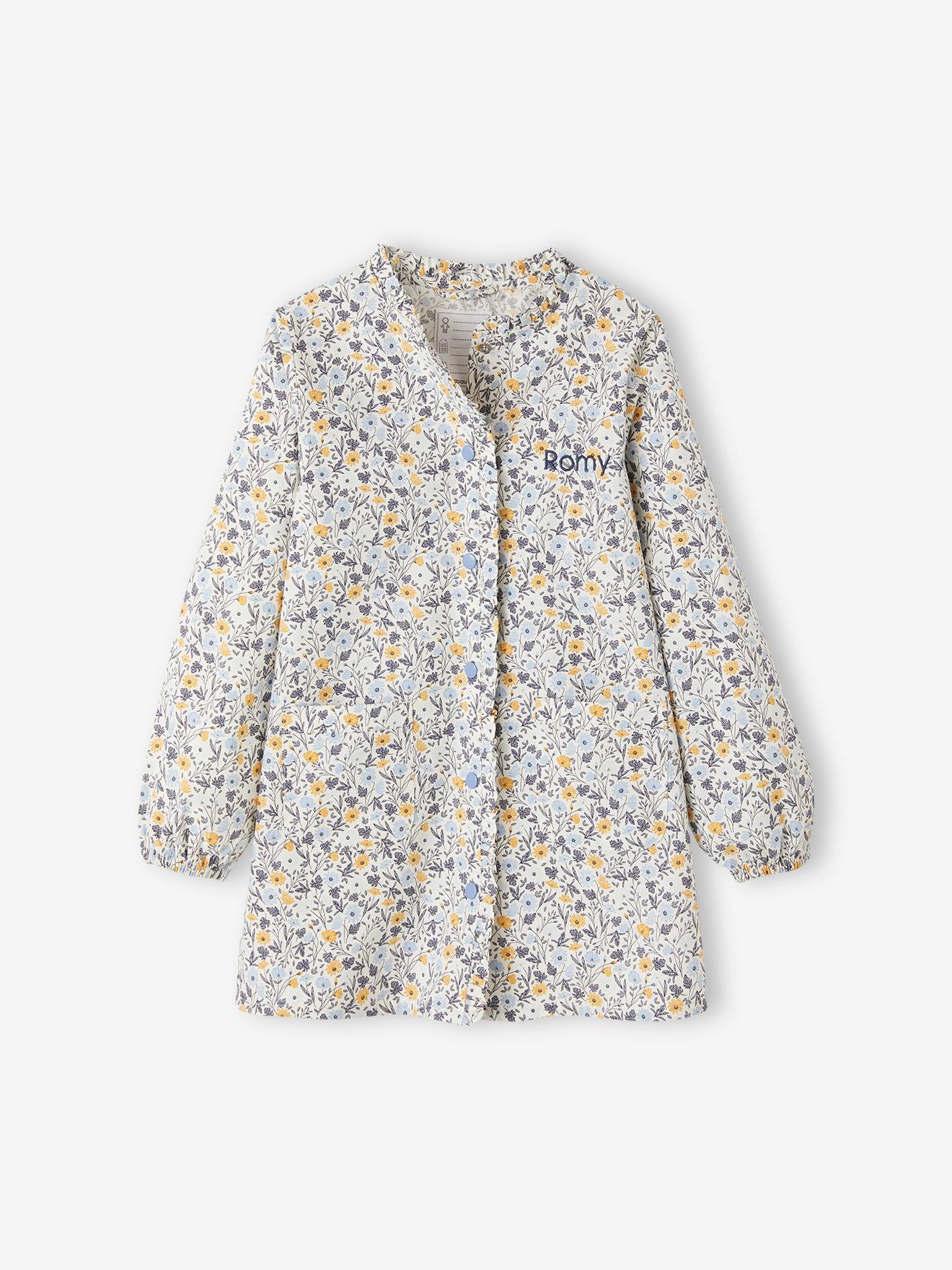 Vestido infantil para menina com flores, azul