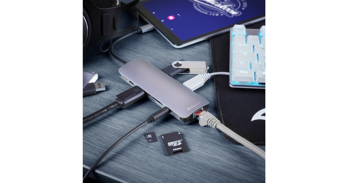 SharkoonUSB 3.0 Type C Combo Adapter dockingstation  (Donkergrijs)