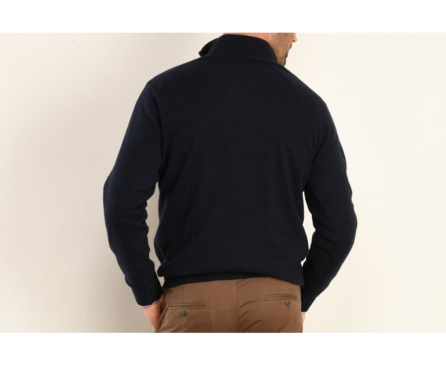 Pull laine col zippé Bleu Marine - KEITHY
