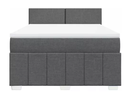 Sommier à lattes de lit avec matelas Gris foncé 140x190cm Tissu