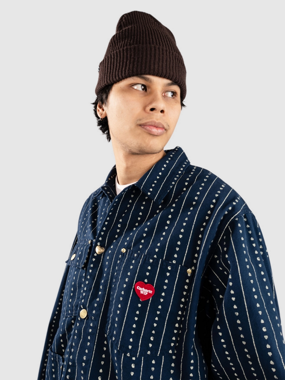 Carhartt WIP Drewe Chore Jacket heart c pinstrink/nat/rin
