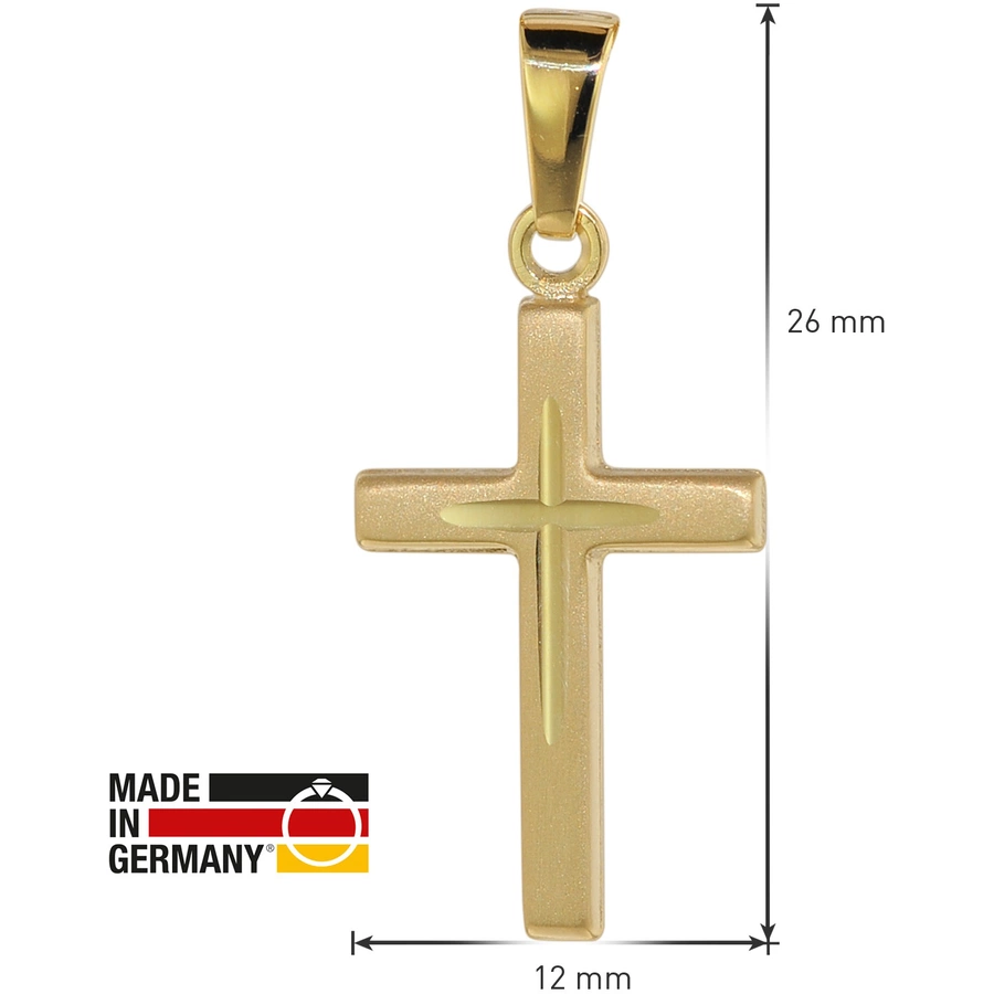 trendor Kreuz-Anhänger Gold 585 (14 Kt.) + Plattierte Kette gold