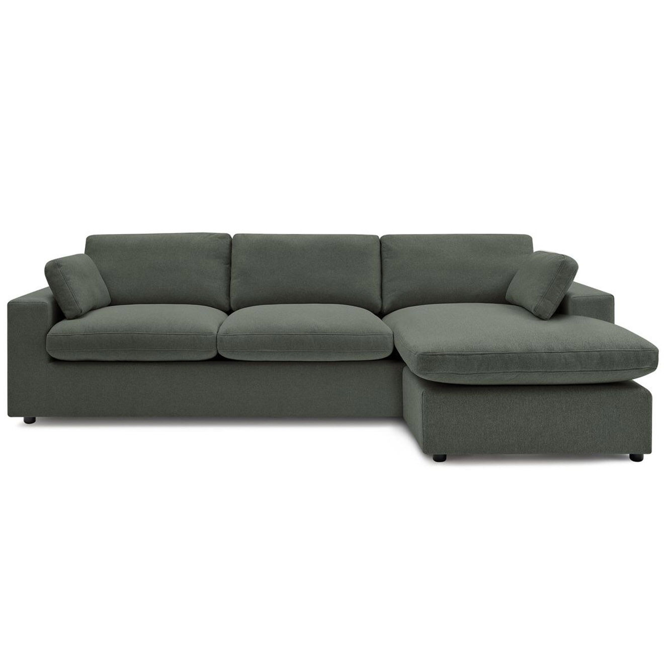 Bobochic Canapé d'angle fixe réversible belair vert - 280x139 cm