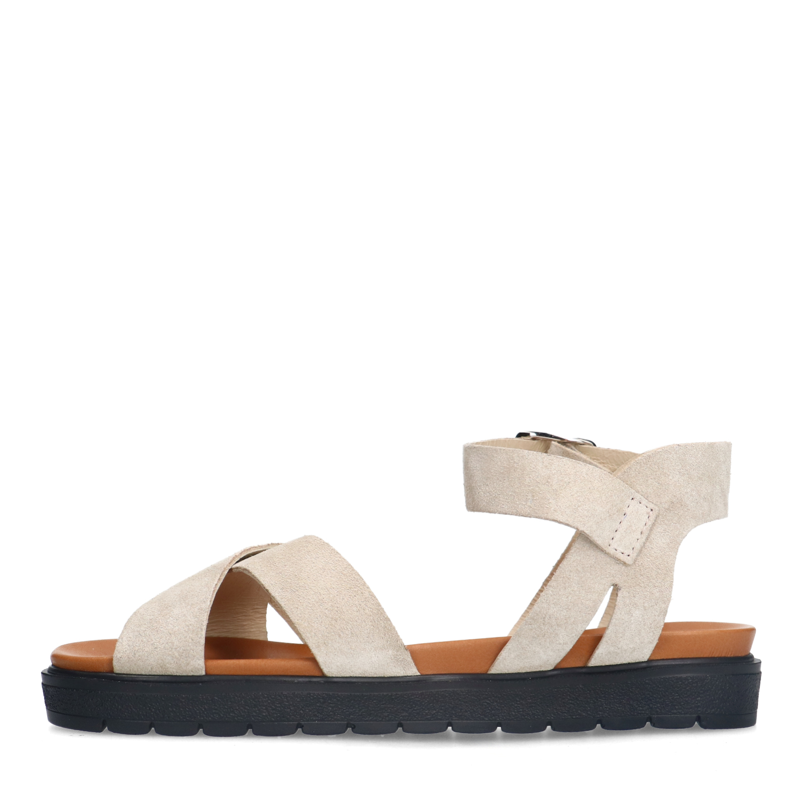 Beige suède sandalen
