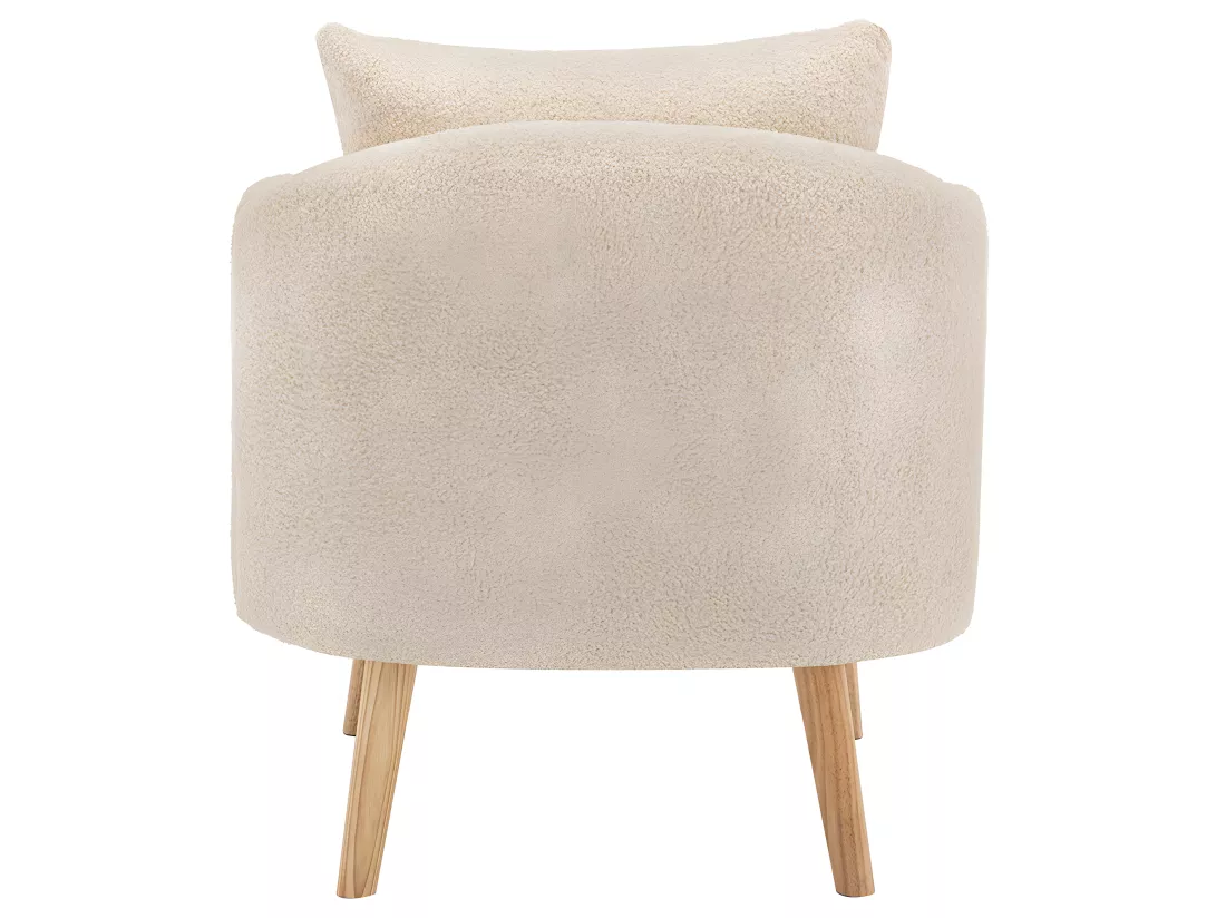 Fauteuil tissu en Teddy - pieds dorés en métal - Beige - Sweiko