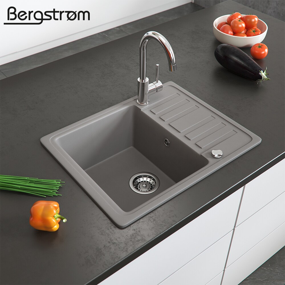 Bergström Granit Spüle Küchenspüle Einbauspüle Spülbecken 575x460mm Beton