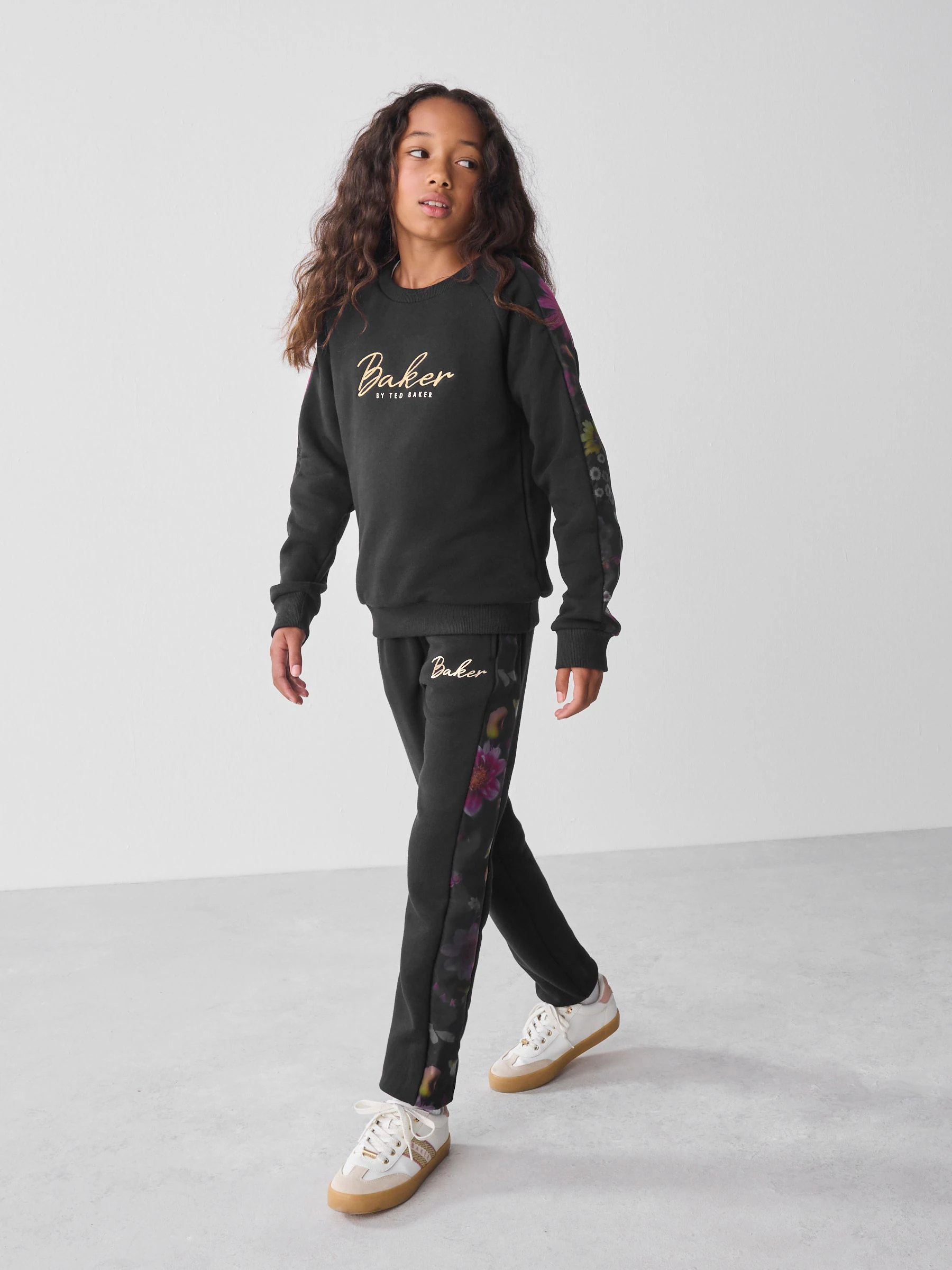 Zwart - Baker by Ted Baker Organza Sweatshirt met Bloemenprint & Joggingbroek Set van 2 Stuks