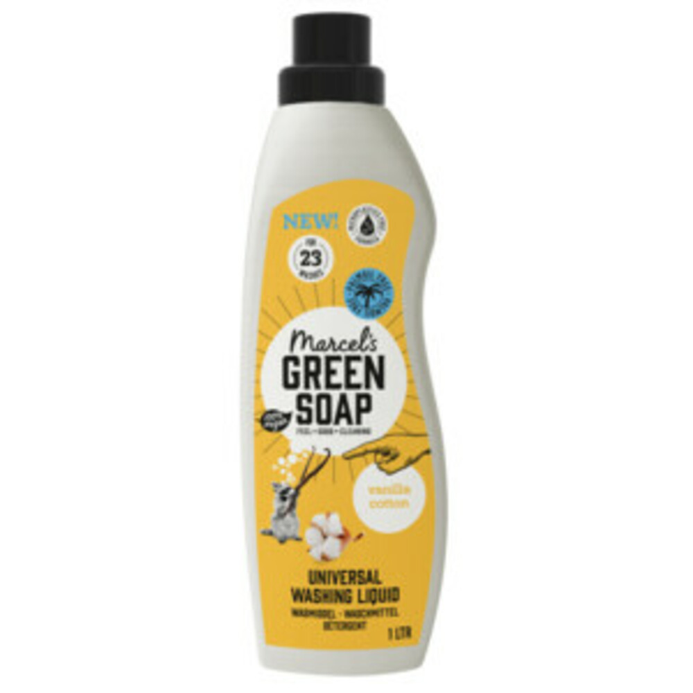 6x Marcel's Green Soap Wasmiddel Katoen & Vanille 23 Wasbeurten1 liter