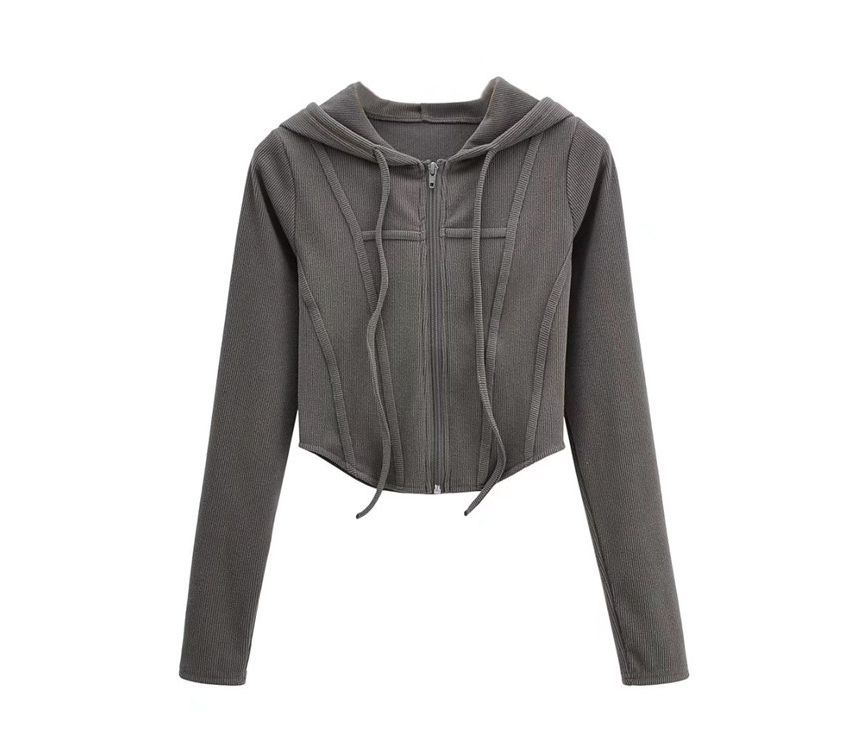 Hollahop - Effen cropped jack met capuchon en rits