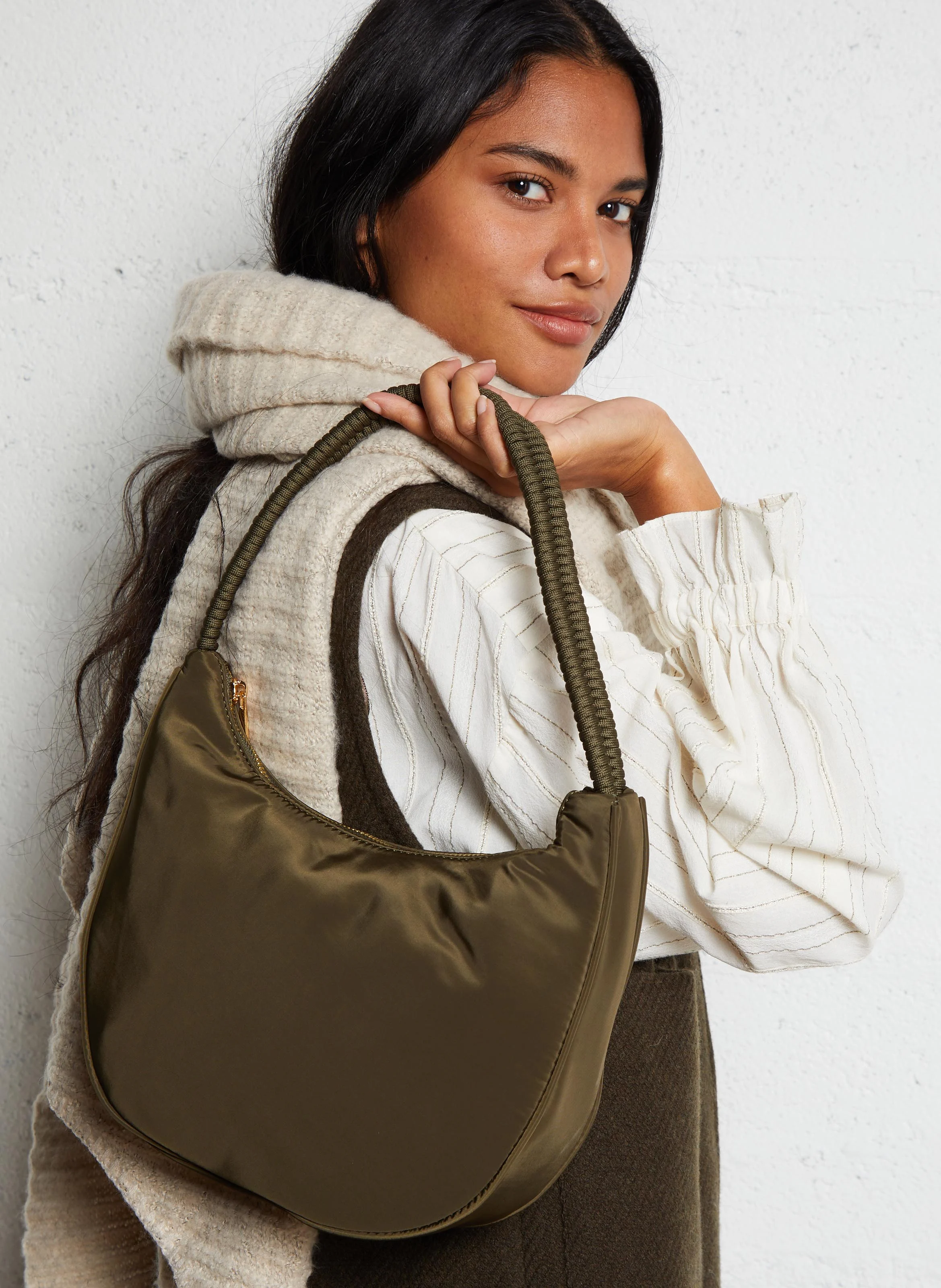 Sac épaule en nylon | Kaki