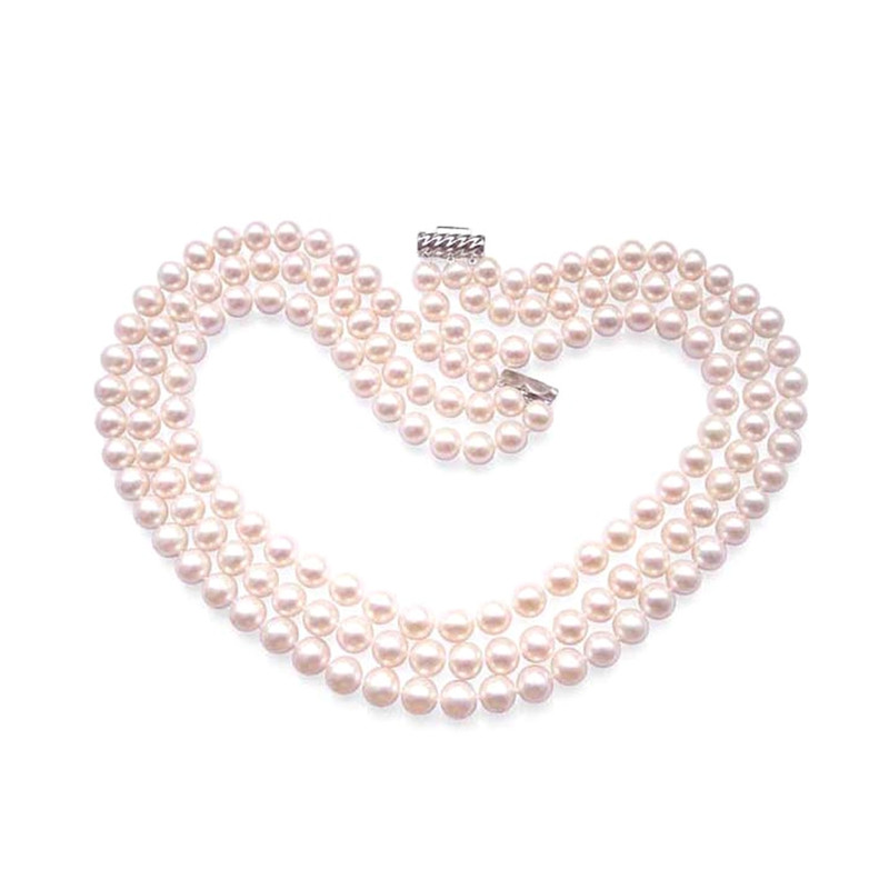 Collier Jackie Kennedy en Perles de culture Blanches et Argent 925