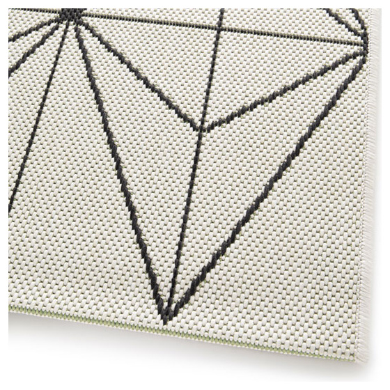 Tapis d'intérieur ou d'extérieur - prisme - blanc cassé et vert - 120 x 170 cm
