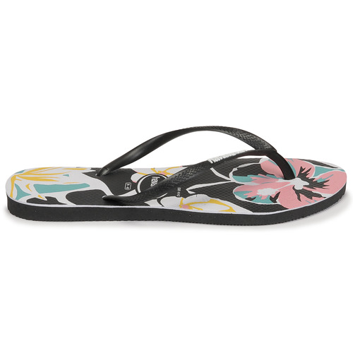 Havaianas - SLIM FLORAL BASIC - Noir / Bleu / Rose