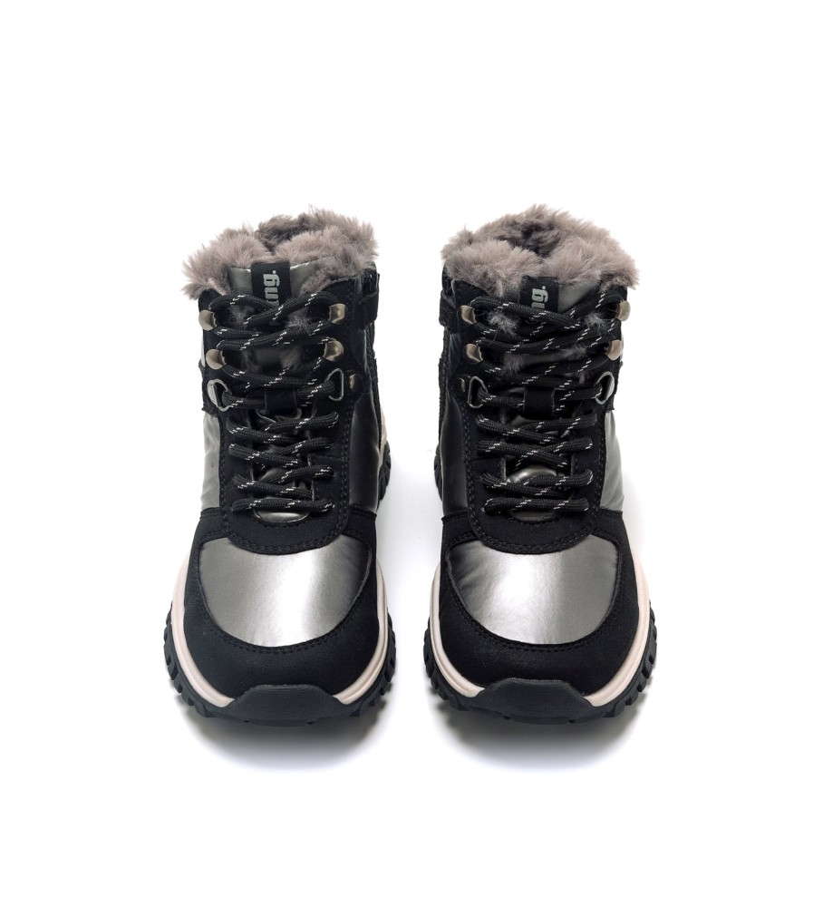 Botas Mustang Kids Trekky, pretas e cinza