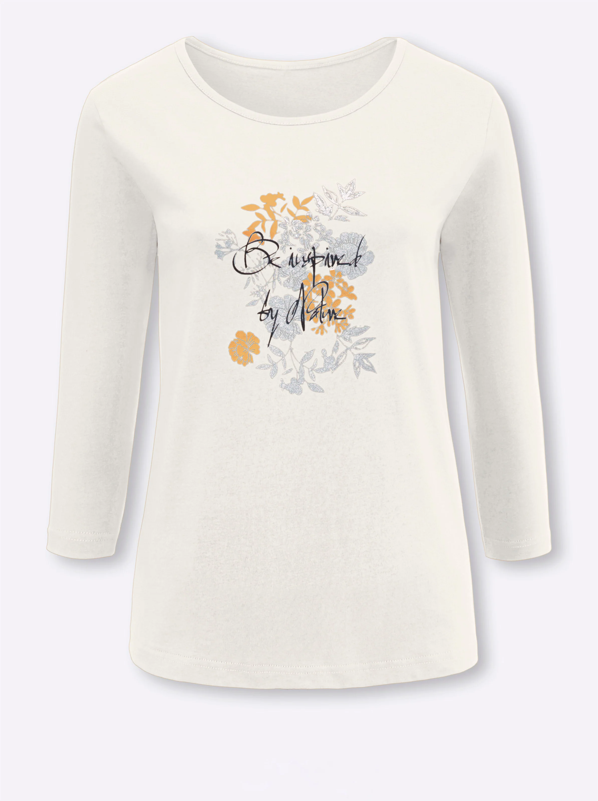 Longshirt in champagner-bedruckt
