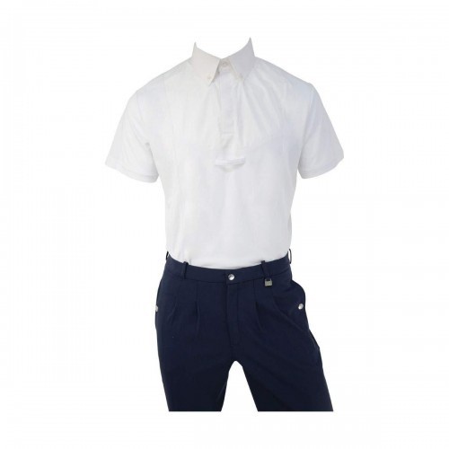 Camisa de montaria masculina Hadleigh de manga curta, branca.
