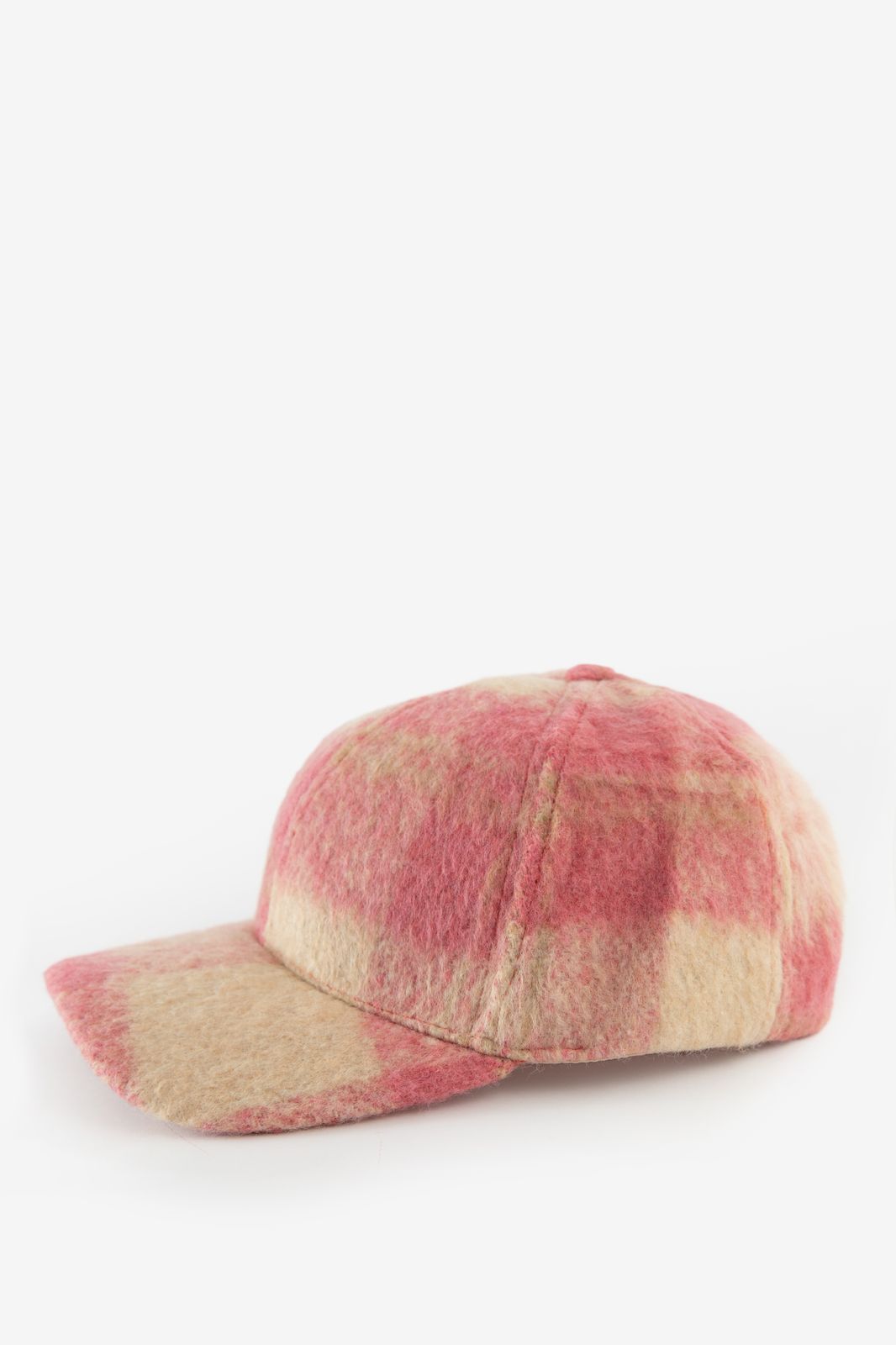 Roze geruite pet
