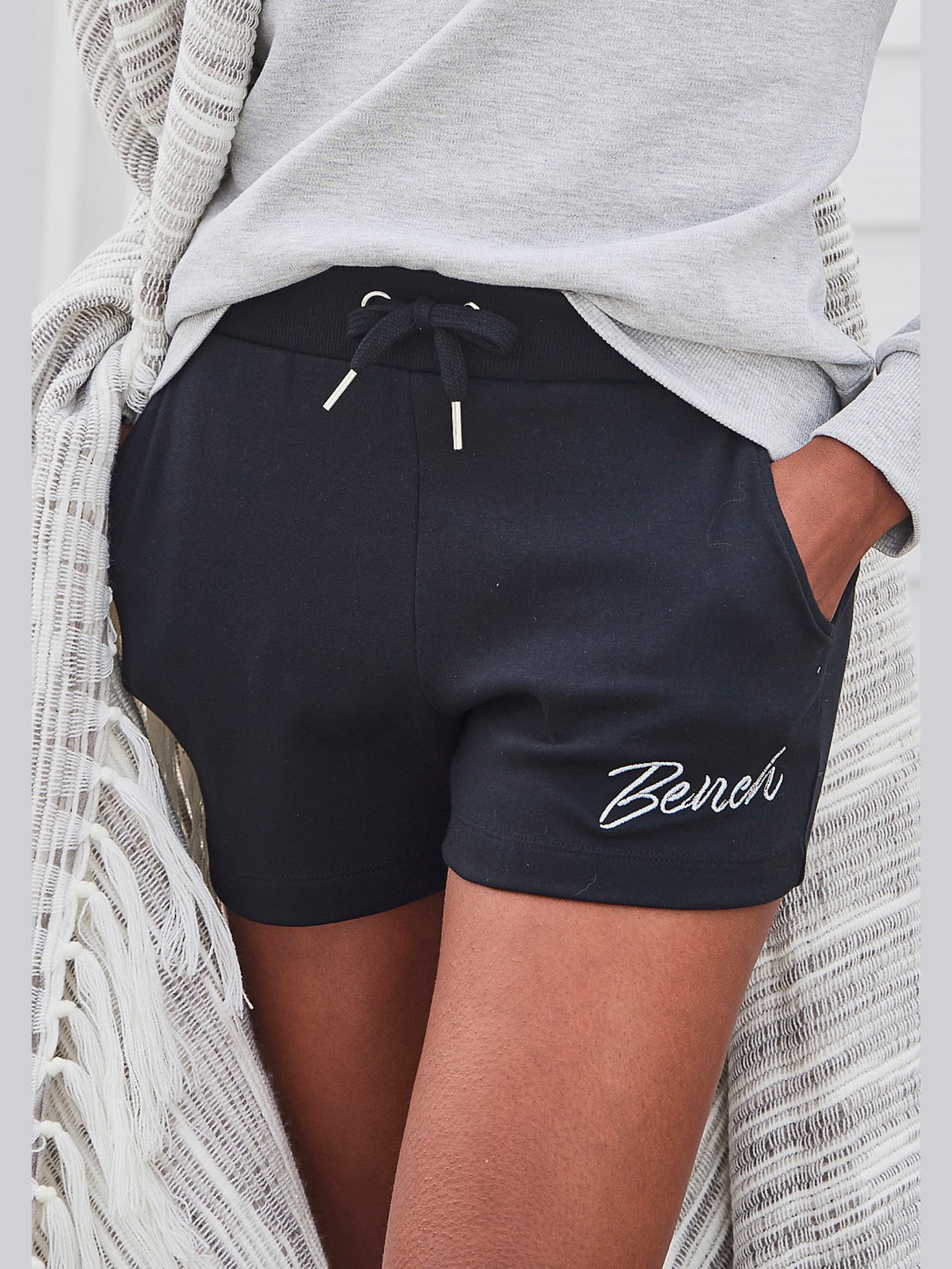Short décontracté short, ceinture élastique à coulisse