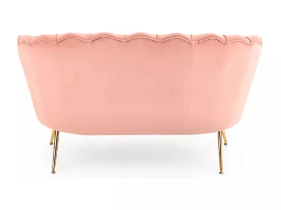 Canapé Coquillage en velours rose avec pieds dorés en métal CAPRICA XL