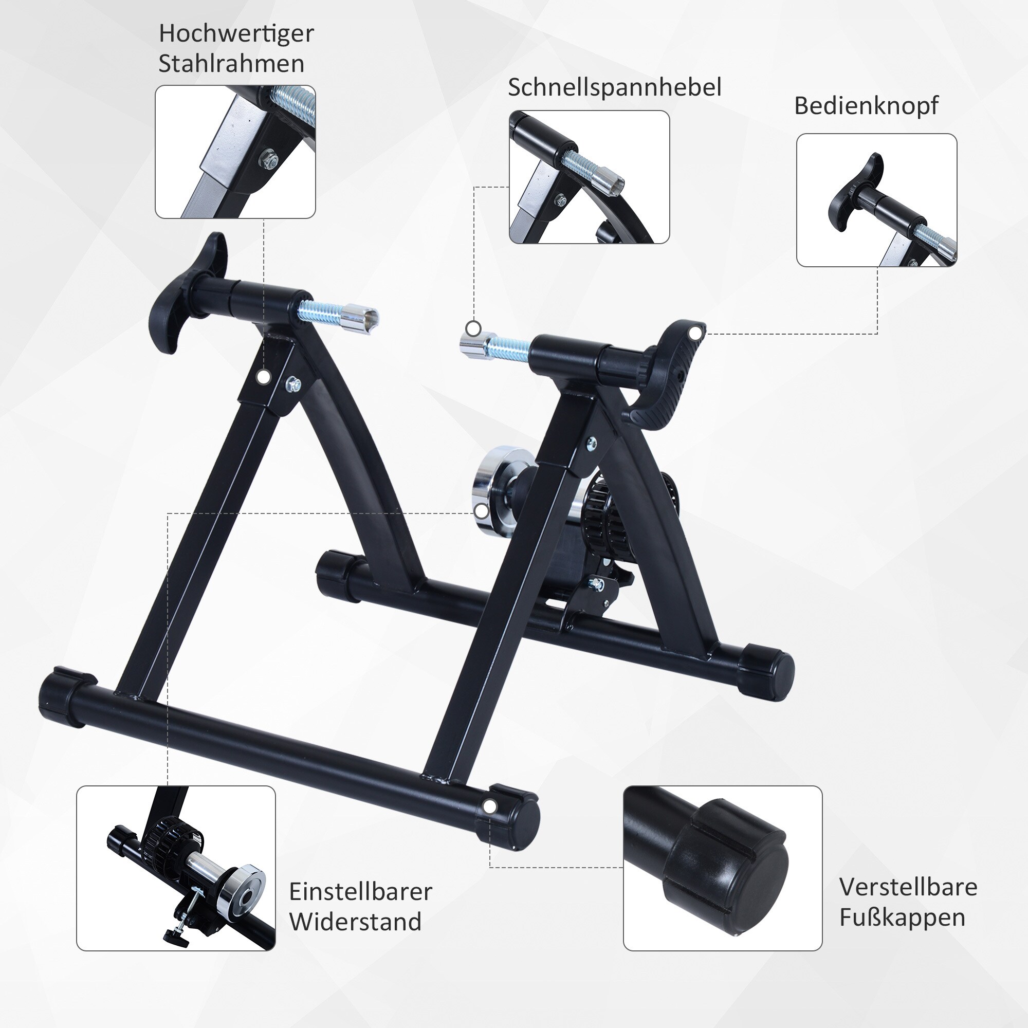 HOMCOM Rollentrainer mit Luftwiderstandsbremse schwarz 47,2 x 54,5 x 39,1 cm (LxBXH)