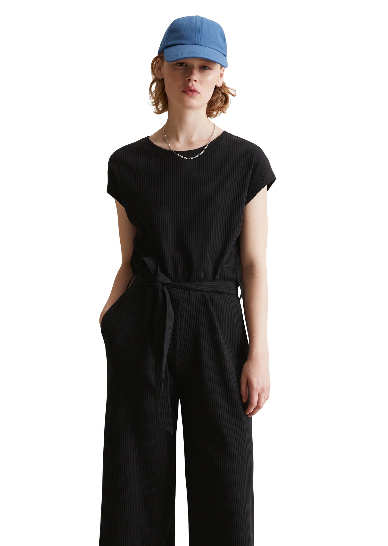 Marc O'Polo DENIM Overall , verkürztes Bein, abnehmbarer Gürtel, Reissverschluss am Rücken