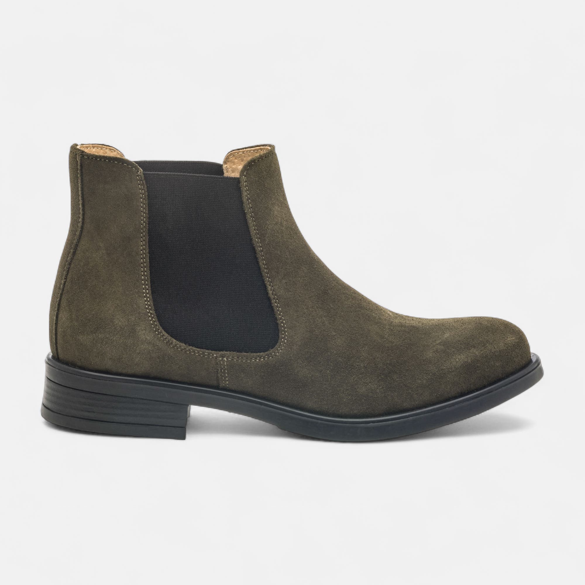 Boots chelsea Femme en cuir kaki