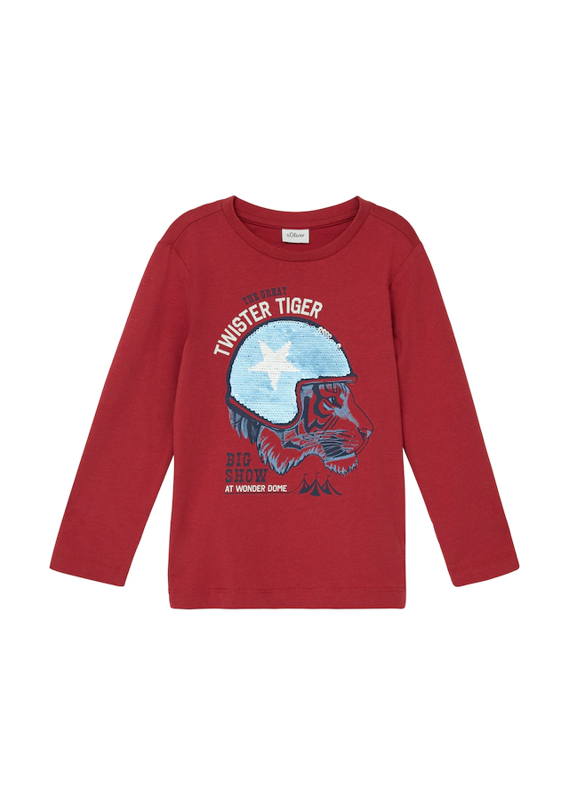 s.Oliver Junior Langarmshirt , mit Print und Wendepailletten, für Kids