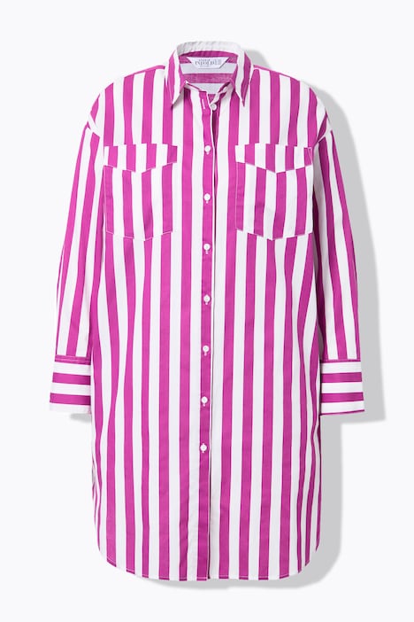 Hemdbluse, oversized, Streifen, Langarm