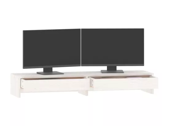 Support de moniteur Blanc 100x27x15 cm Bois de pin solide