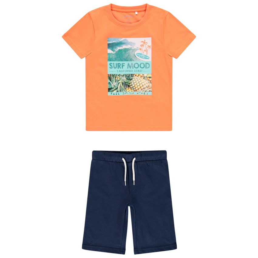 Pyjama t-shirt + short pour garçon - Bleu marine