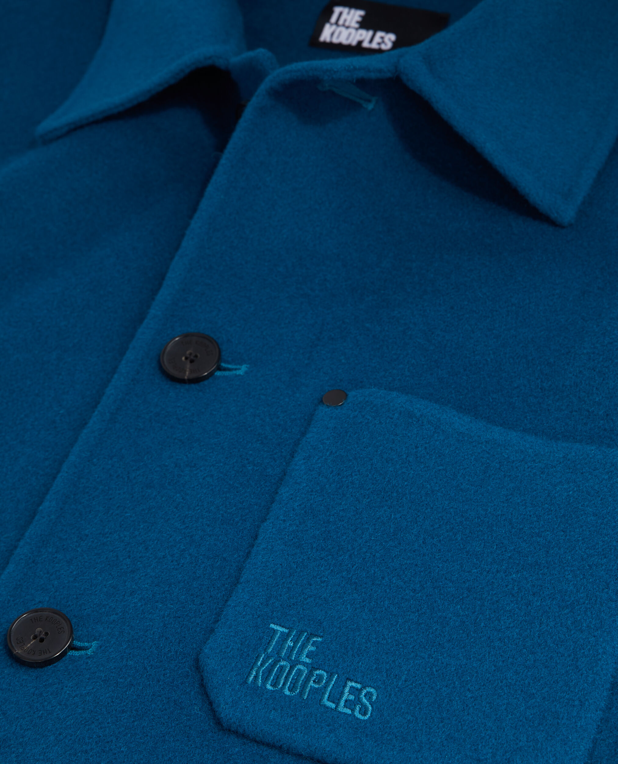 Blouson type surchemise bleu en laine