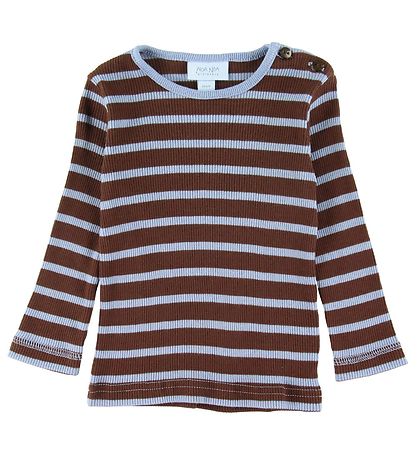 Noa Noa miniature Bluse - Rib - Brun/Blå Striber