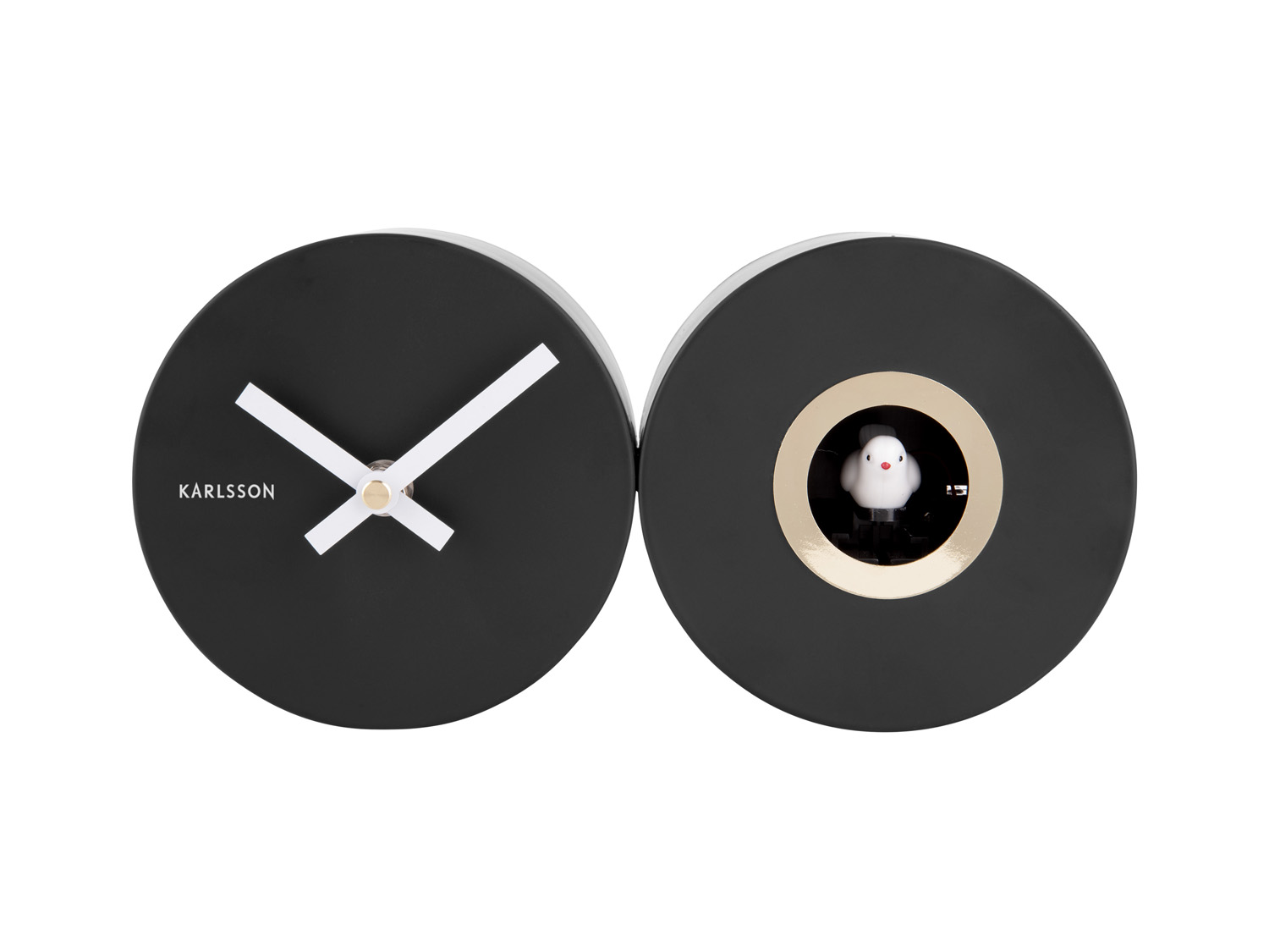 Wall clock Duo Cuckoo matt black