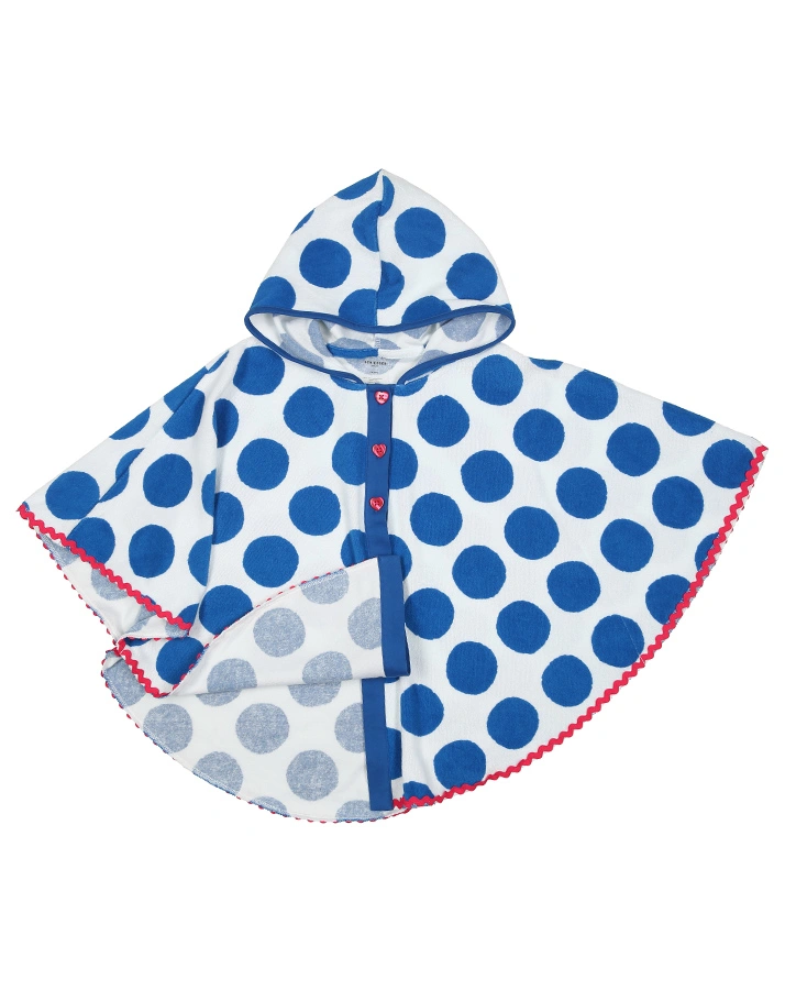 Badeponcho POLKA PARTY in weiß/blau