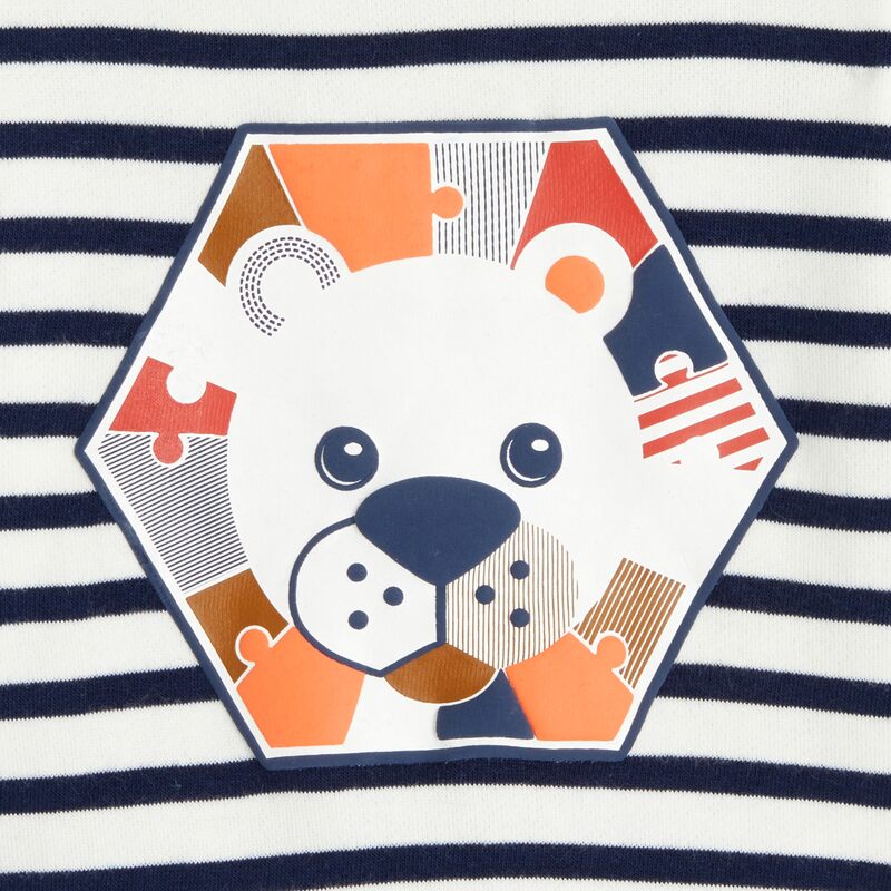 Sweat motif 'lion' bleu bébé garçon