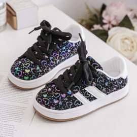 My heart sneakers - black (met klittenband)