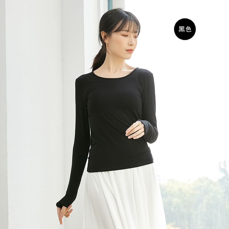 Cossita - Effen dans-T-shirt met lange mouwen en ronde hals